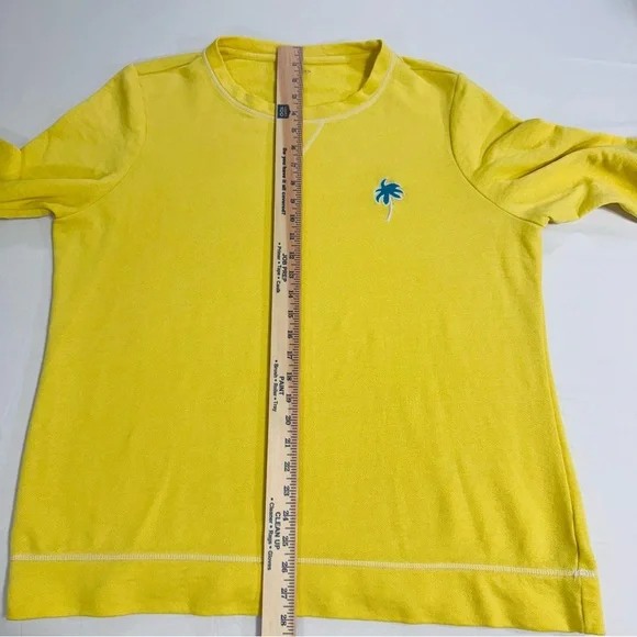 Kim Rogers Yellow Crewneck Lightweight Sweatshirt,Palm Tree Embroidered Logo, XL - Picture 8 of 11